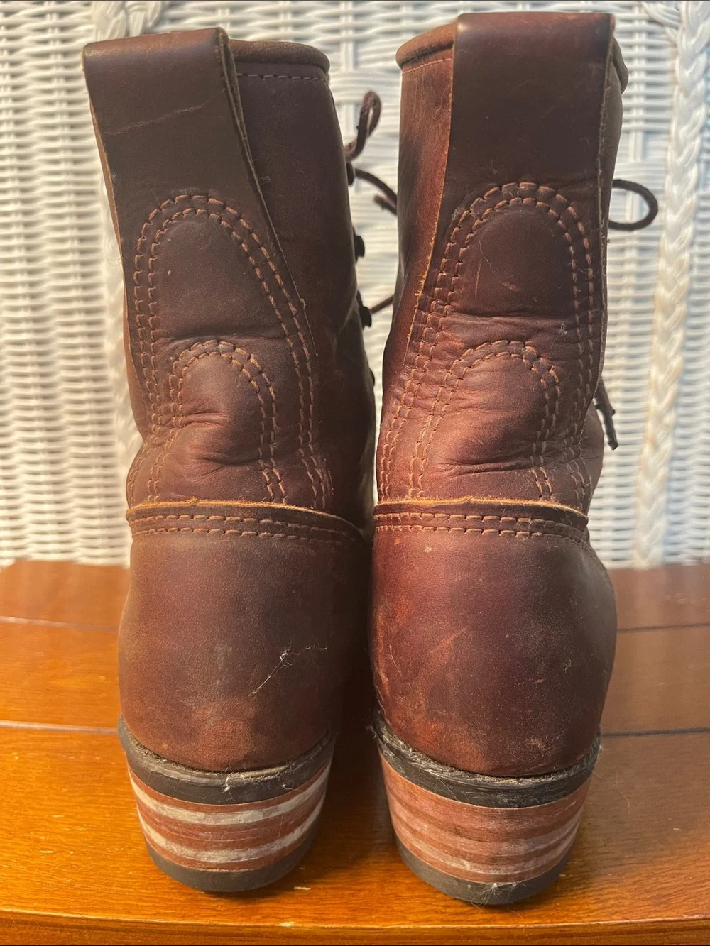 Durango Brown Leather Lace-Up Kiltie Paddock Work Boots Vibram Sole size 7.5D